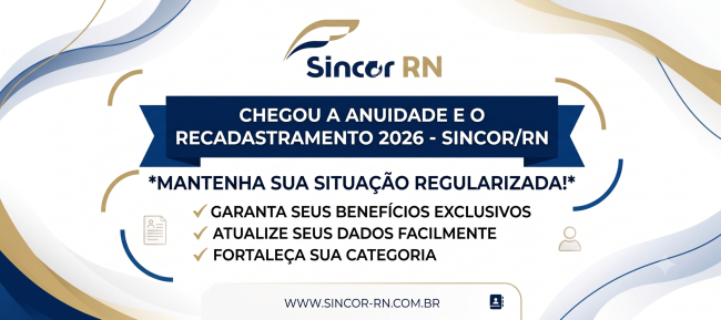 BANNER SINCOR TAXA ASSOCIATIVA 2026 E RECADASTRAMENTO